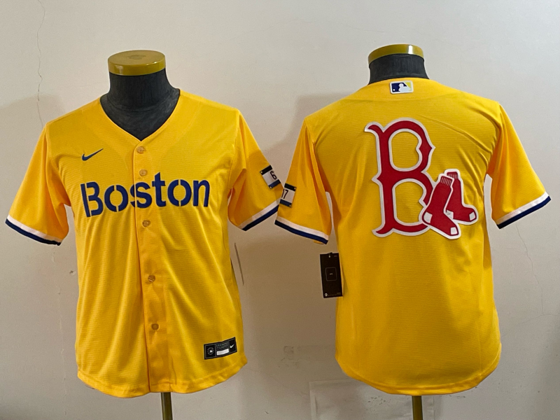 Youth Boston Red Sox blank yellow 2025 Nike MLB Jersey 02